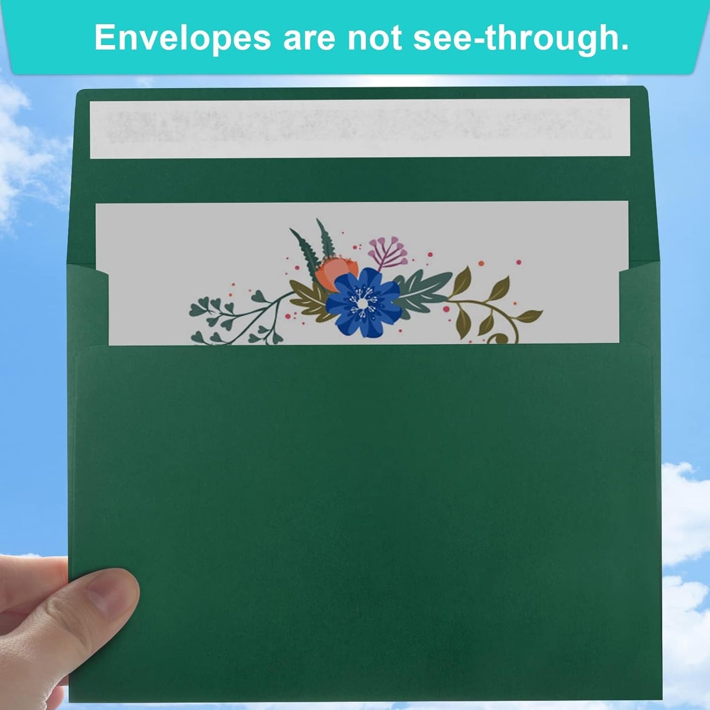 65 Pack Dark Green Self Seal Envelopes - A4, 4x6 Sizes for Invitations, Weddings, Photos, Greeting Cards & Mailing - Lumora Desk