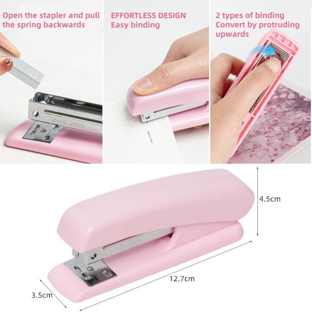 Pink Office Desk Accessories, 15pcs Office Supplies 360°Pen Holder , Stapler, Staple Remover, Tape Dispenser,Tape Refills, Binder Paper Clips Kit, Scissor, Cute Desk Accessories for Women Gift Set