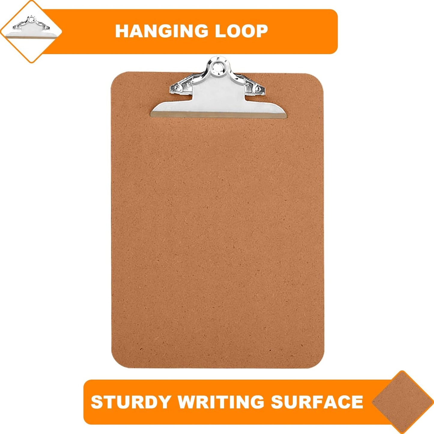 HERKKA 6 Pack Hardboard Office Clipboards - A4 Letter Size, ECO Friendly