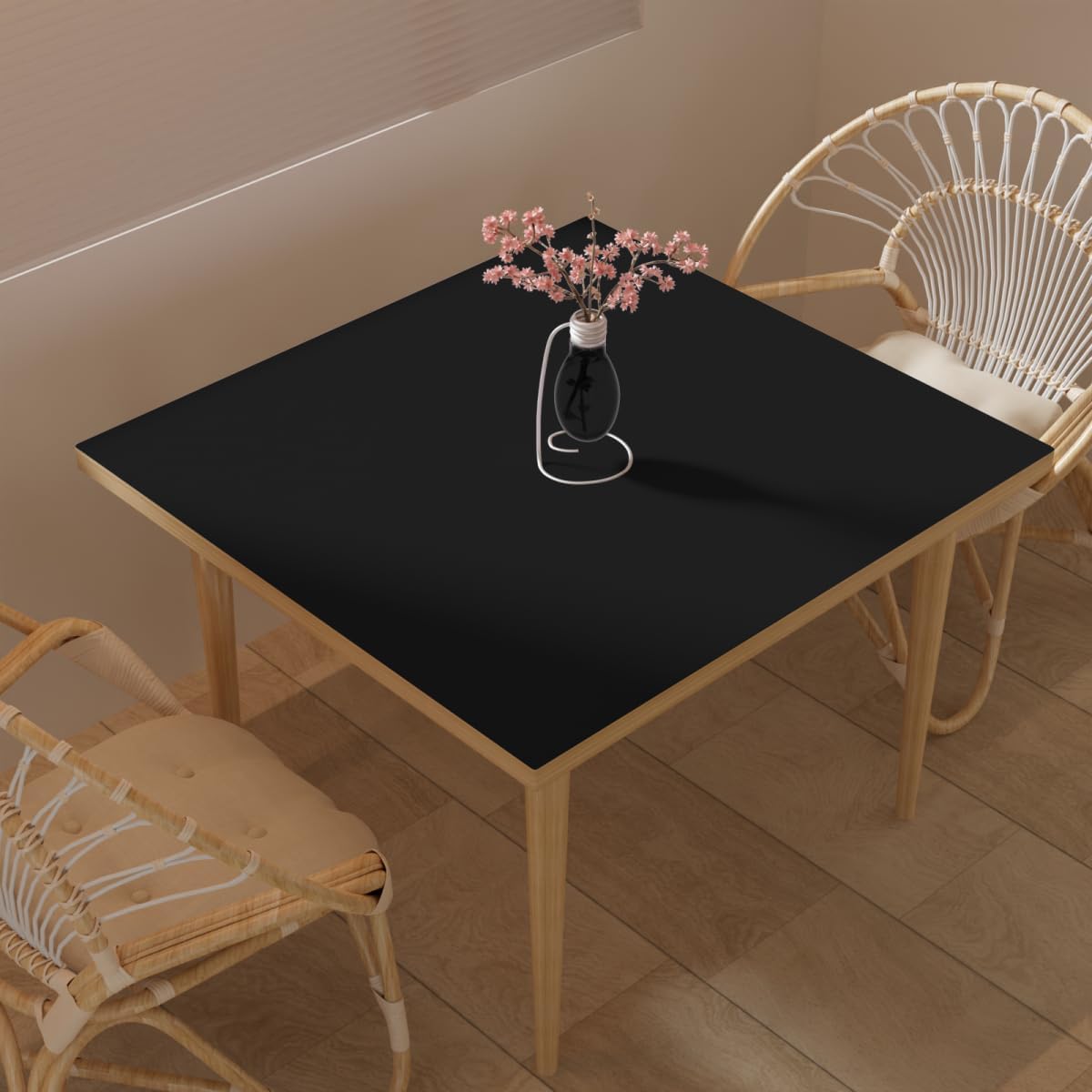 Table Pad - Used for Square Table Waterproof and Easy to Clean Good Flatness Easy to Used for Dining Table(Black+Black 46x46)