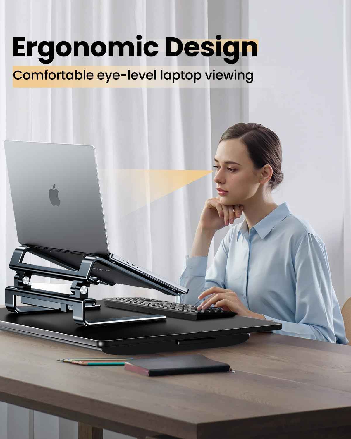 Aluminum Laptop Stand for Desk,Adjustable Computer Stand,Ergonomic Notebook Riser,Portable Ventilated Cooling Laptop Holder,Compatible with MacBook and All 10-16in Laptops
