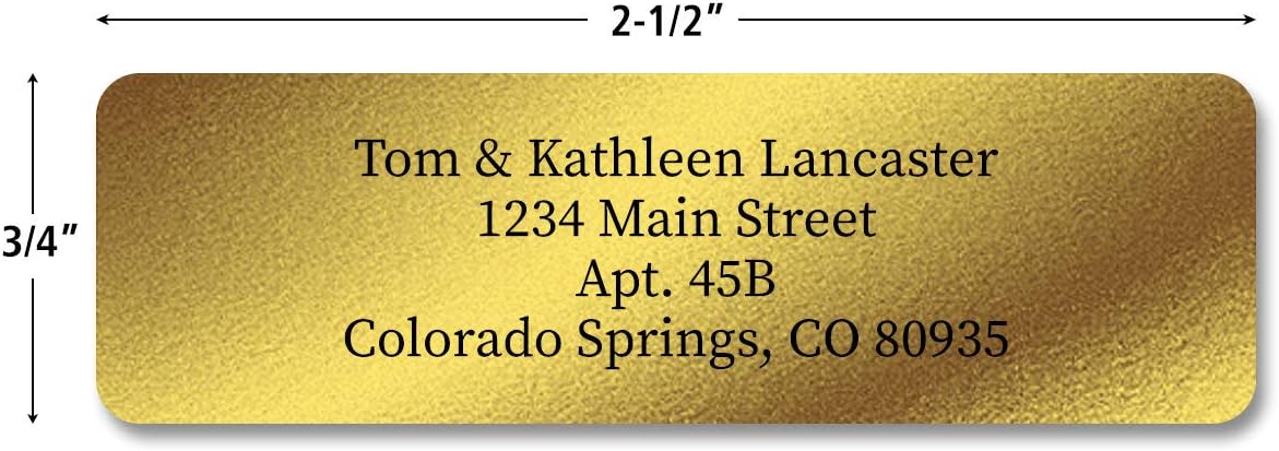 Personalized Return Address Labels, Roll of 500 Gold Foil Self-Adhesive Labels Without Dispenser, Customize with Name & Shipping Address, Colorful Images - Lumora Desk