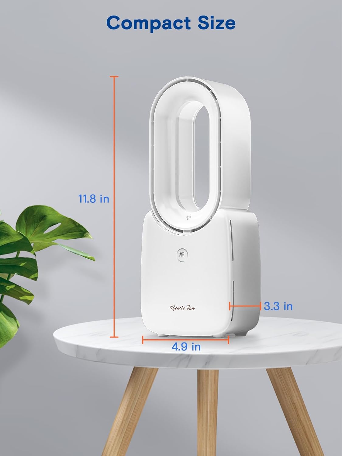 let'me Desk Fan, Portable Bladeless Fan 11.8 inch Small Personal Cooling Fan with 5 Colors Touch Control LED Light, Quiet Table Fan for Office, Home, Bedroom