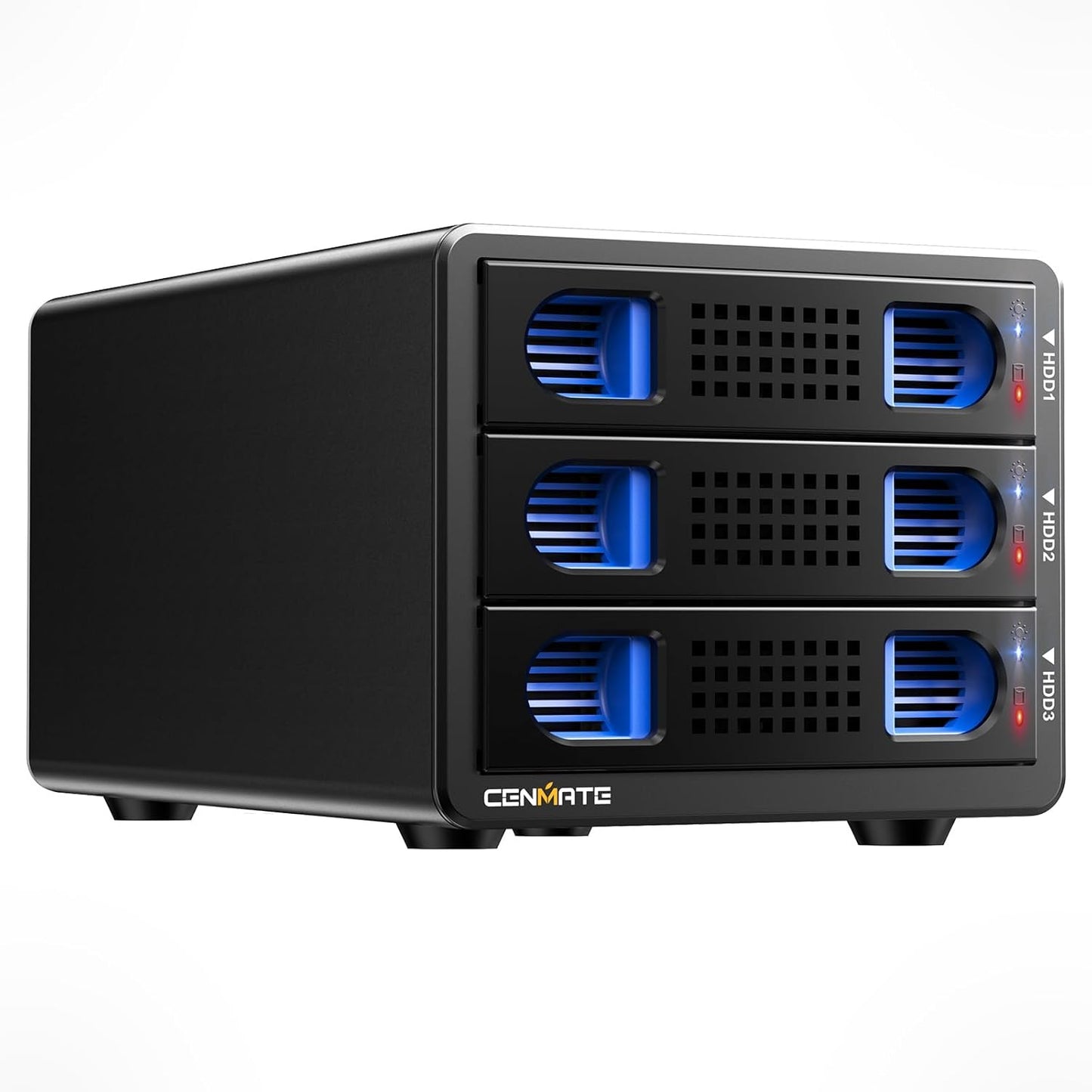 3 Bay Hard Drive Enclosure with Cooling Fan for 2.5“/3.5" SATA HDD/SSD with USB A/C 3.0, Support 60TB, Hot Swappable, Daisy Chain Expansion, Tool-Free HDD Enclosure, DAS(NO RAID/NAS)