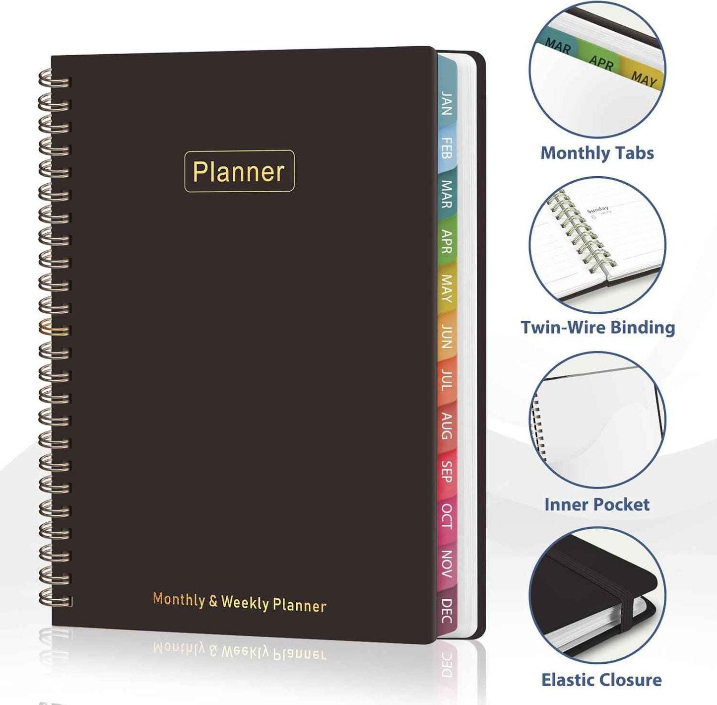 2026 Planner, 8.5" x 11" Weekly and Monthly Large Calendar Planner, Letter Size, Jan - Dec 2026, Hardcover Daily Agenda and Organizers for School Essentials & Office Supplies