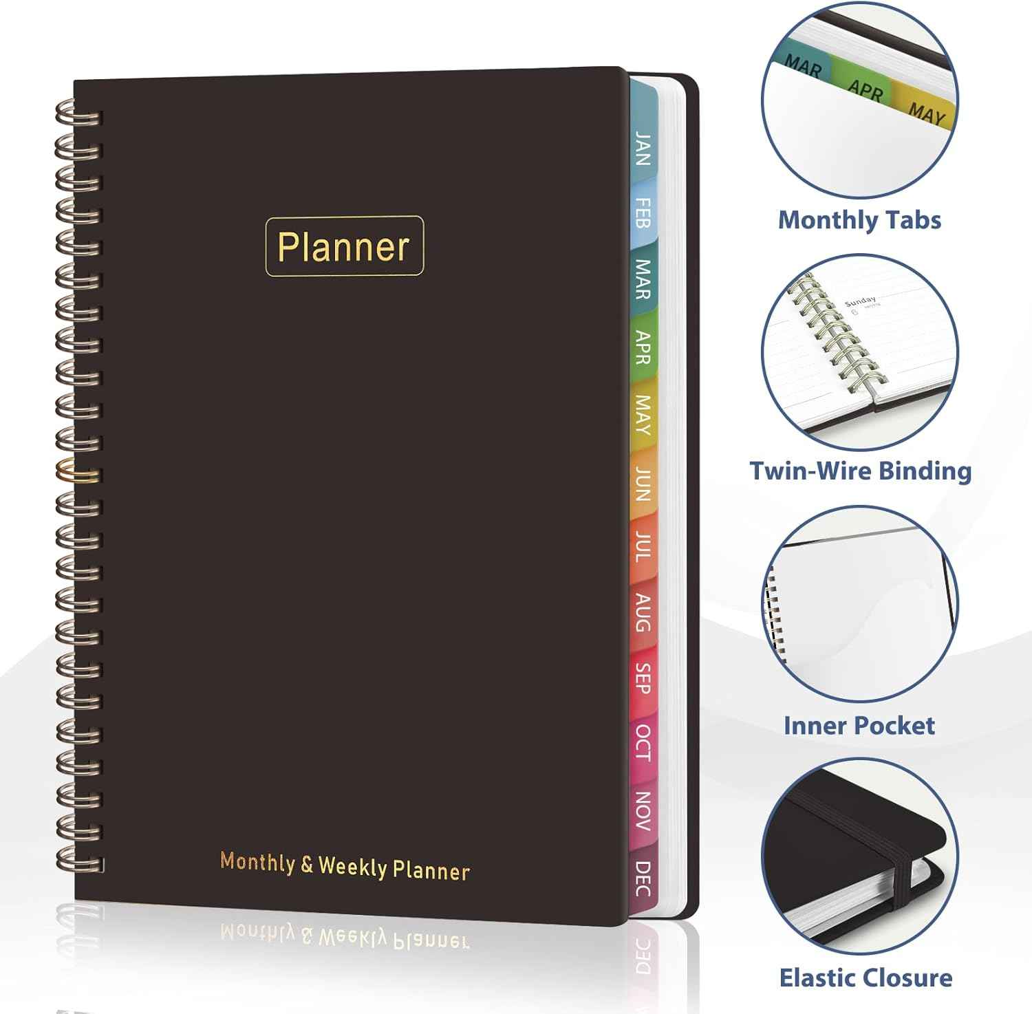 2026 Planner, 8.5" x 11" Weekly and Monthly Large Calendar Planner, Letter Size, Jan - Dec 2026, Hardcover Daily Agenda and Organizers for School Essentials & Office Supplies