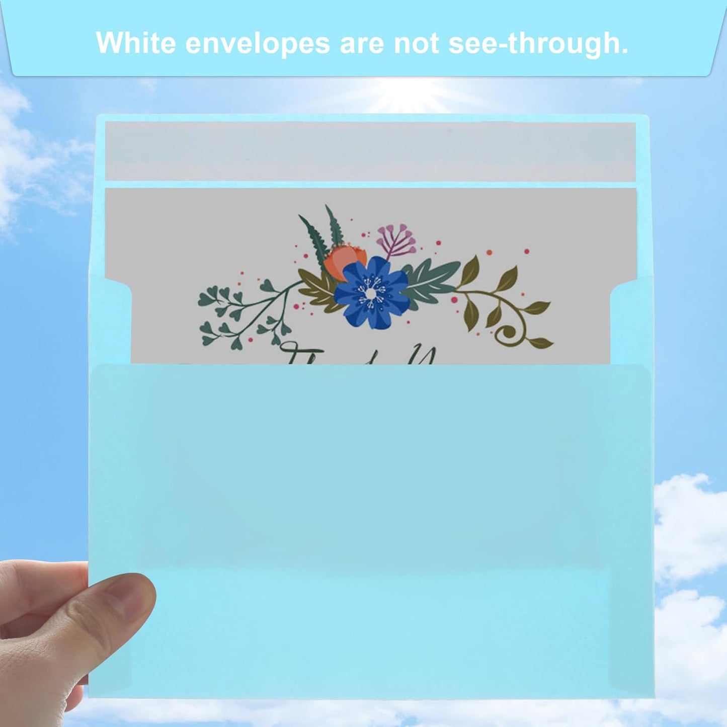 Joyberg 50 Pack Blue 5x7 Envelopes - Self Seal for Weddings, Invitations, Photos & Greeting Cards - Lumora Desk