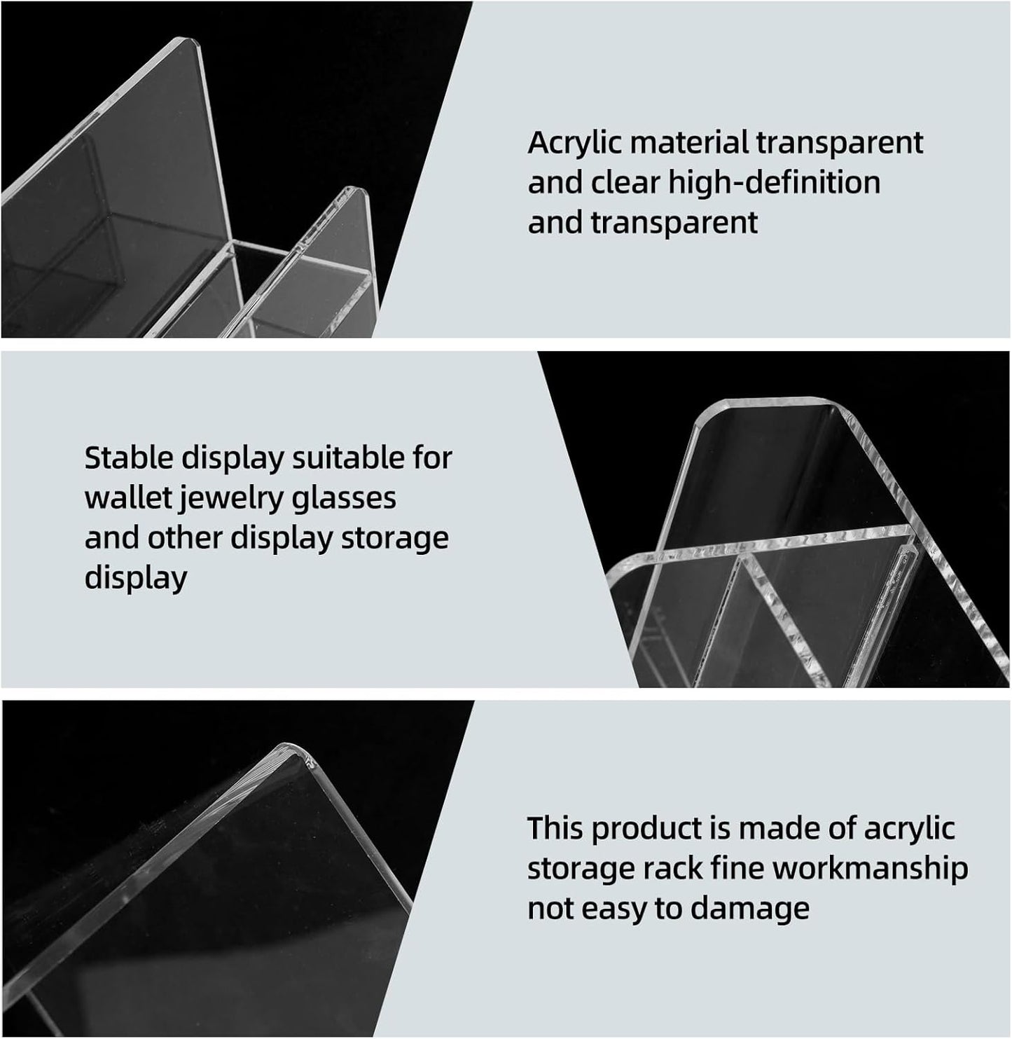 Acrylic Wallet Display Stand Purse Handbag Organizer, Clear Jewelry Riser Display Stand Purse Display Rack, Acrylic Display Shelf for Cosmetic Perfume Jewelry Sunglasses Handbag (2 PCS-4 Tier)