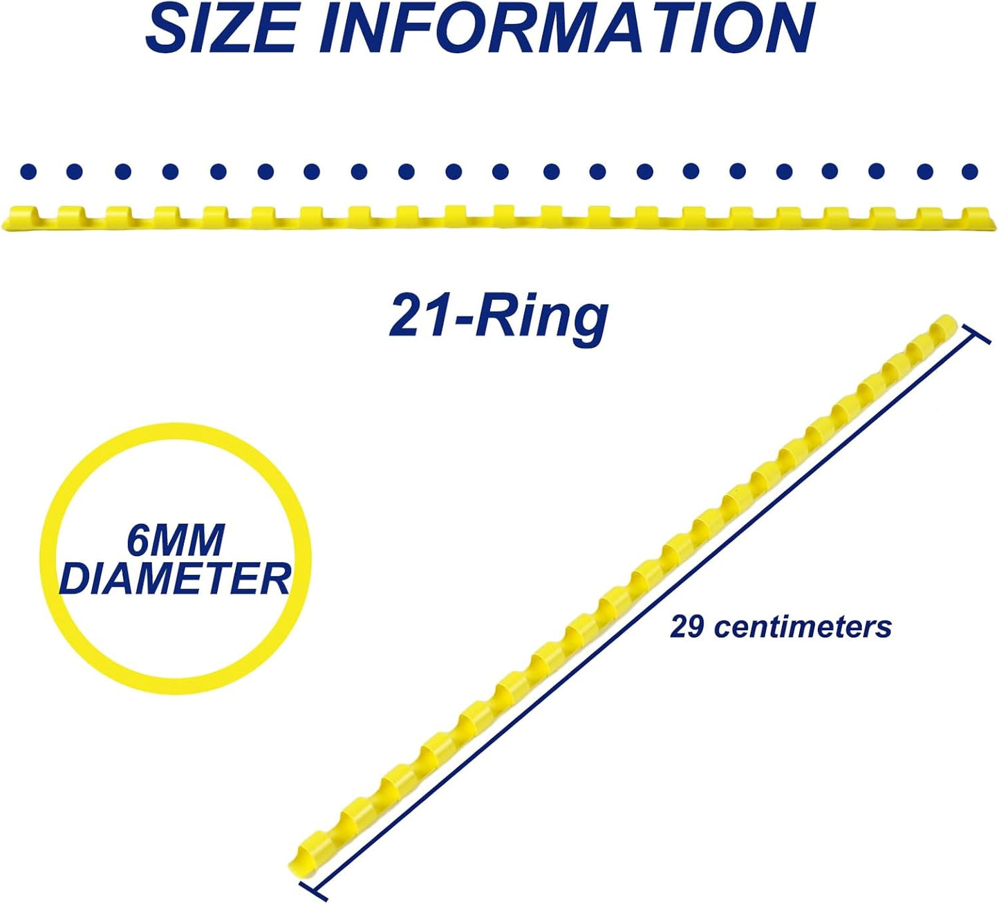 Rayson CR-8-100-M Plastic Binding Combs 5/16in. 21-Ring, 40-Sheet Capacity, Colorful Comb Binding Spines, Max. Binding A4 Size Paper (8.3"×11.7"), Box of 100