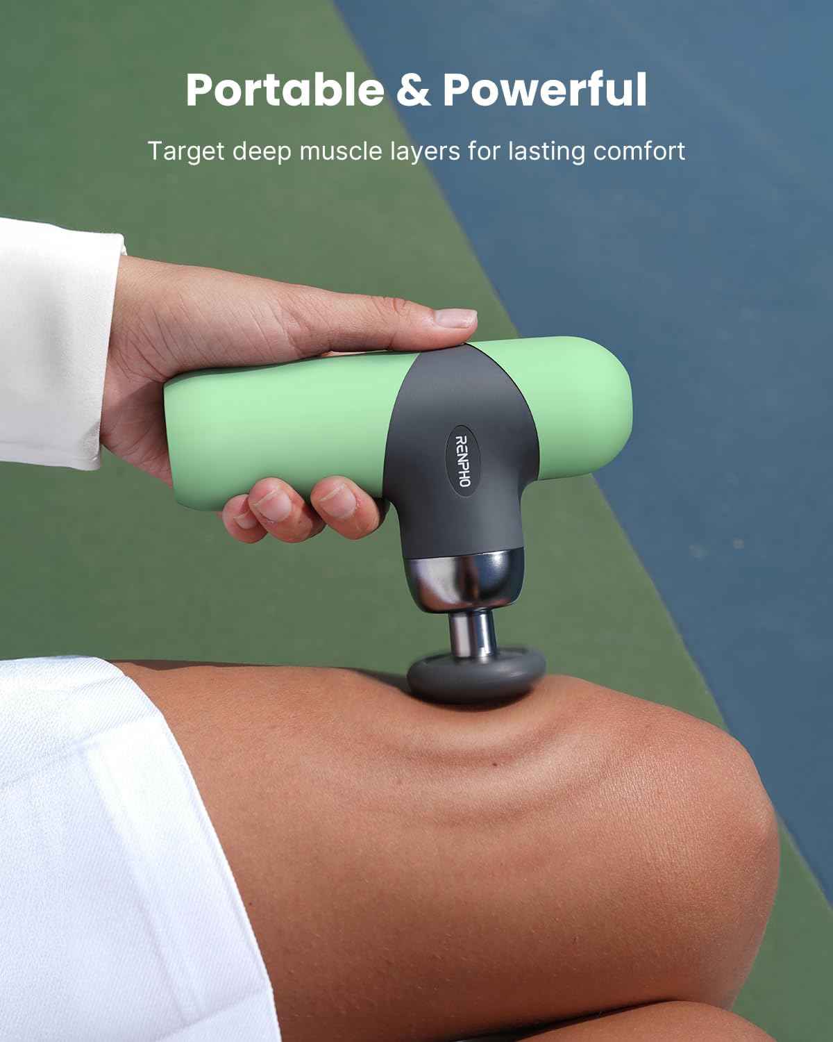 RENPHO Mini Thermal Massage Gun with Heat, Fathers Day Dad Gifts, Portable Deep Tissue Percussion Massager with 4 Heads for Neck & Back Comfort, Ultra-Quiet for Home, Office & Travel, Carry Case
