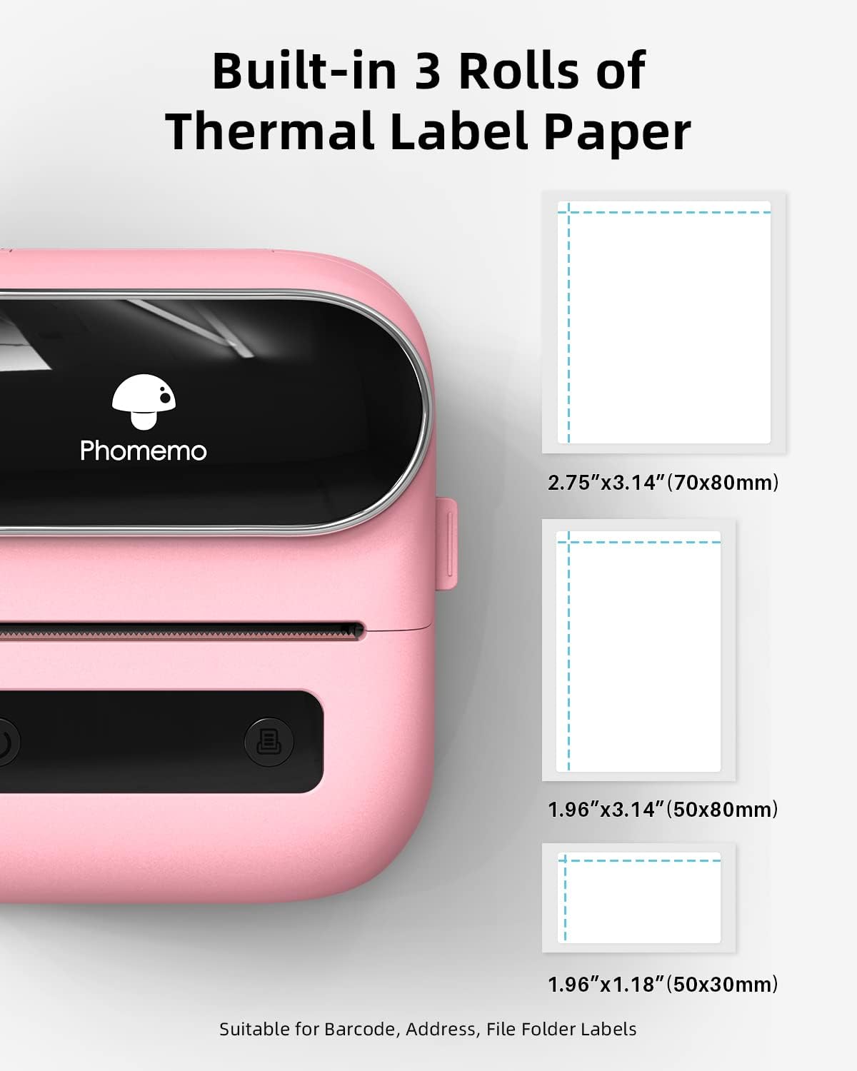 Phomemo M220 Portable Thermal Label Makers, Wireless Label Printer for Address, Labeling, Mailing, Office Supplies Organizing, Label Maker Machine with Tape, Sticker Printer with 3 Rolls of Labels