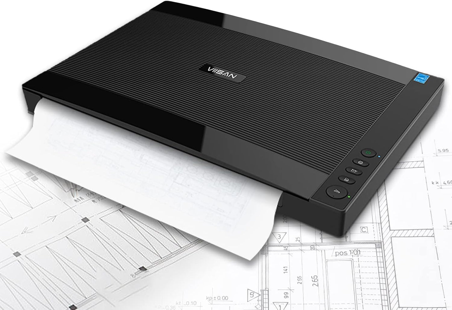 VIISAN VF3240 Large Format Flatbed Scanner, A3 Size, 2400 DPI, CIS Sensor, Scan 297 × 420 mm / 11.7" x 16.7" in 4 sec, Frameless, Auto-Scan, Document & Photo & Book Scanner, Supports Windows & Mac