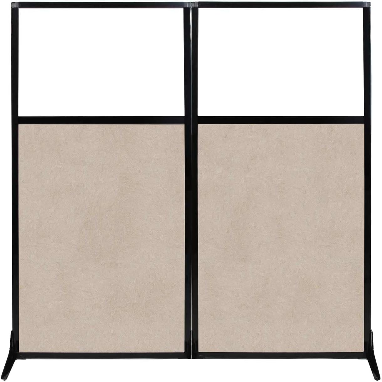 Versare Office Workstation Screen | Portable Wall Divider | Modern Cubicle | Freestanding Privacy Screen | Flexible Work Space | 2 Panels | 66" Wide x 70" Tall Beige SoundSorb Panels with Window