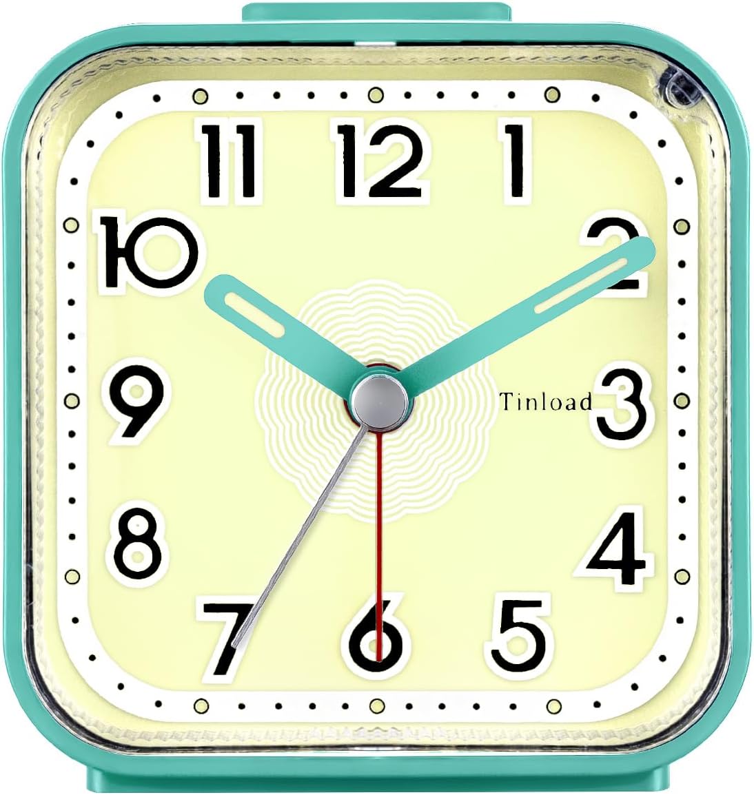 Small Analog Alarm Clock Silent Non Ticking, Ascending Beep Sounds, Snooze,Glow in Dark dial, Manual Light, Battery Operated(Green)