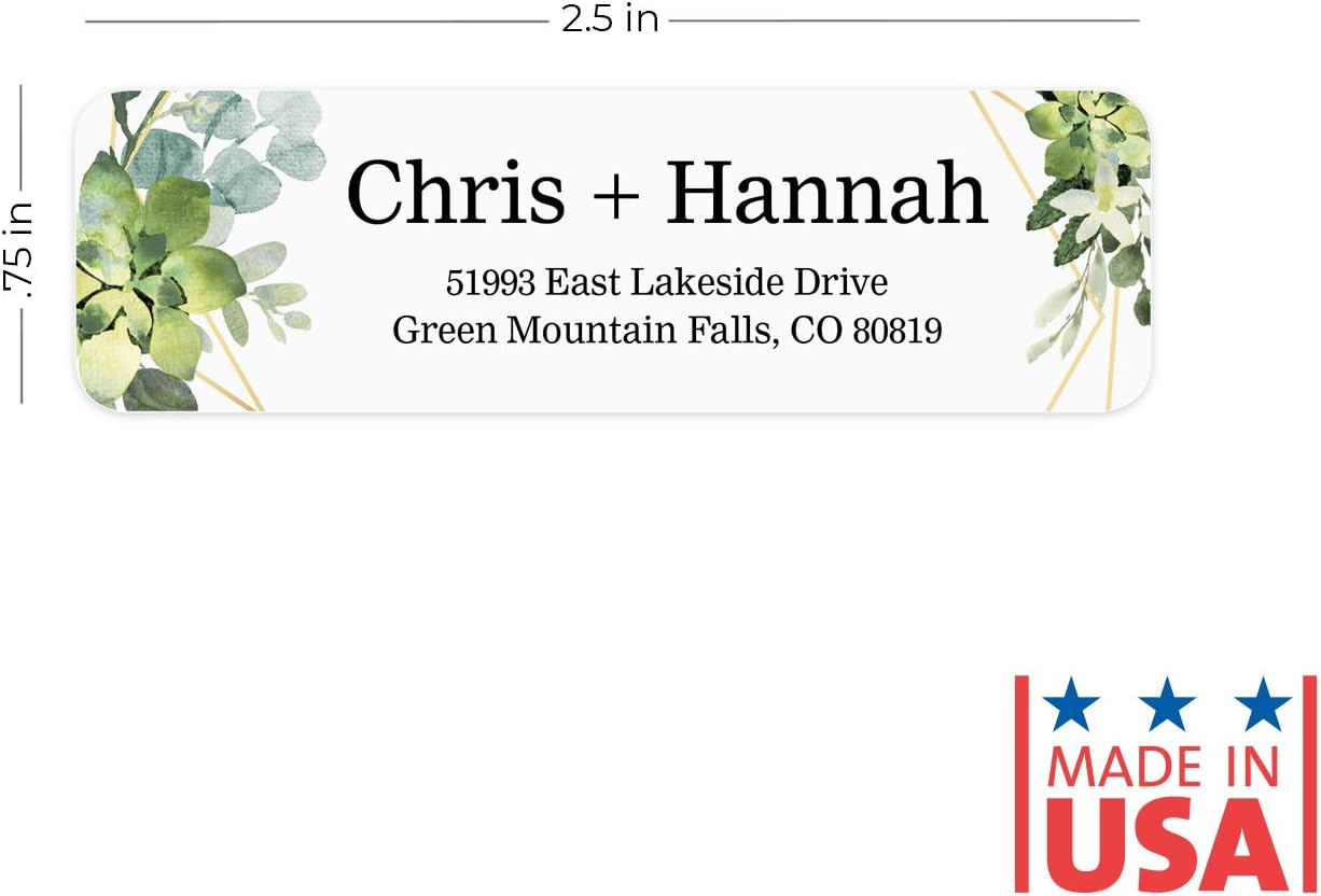 Greenery Frames Rolled Address Labels/Roll of 500 Personalized Address Labels/Designer Return Address Stickers in Elegant Plastic Dispenser - Lumora Desk