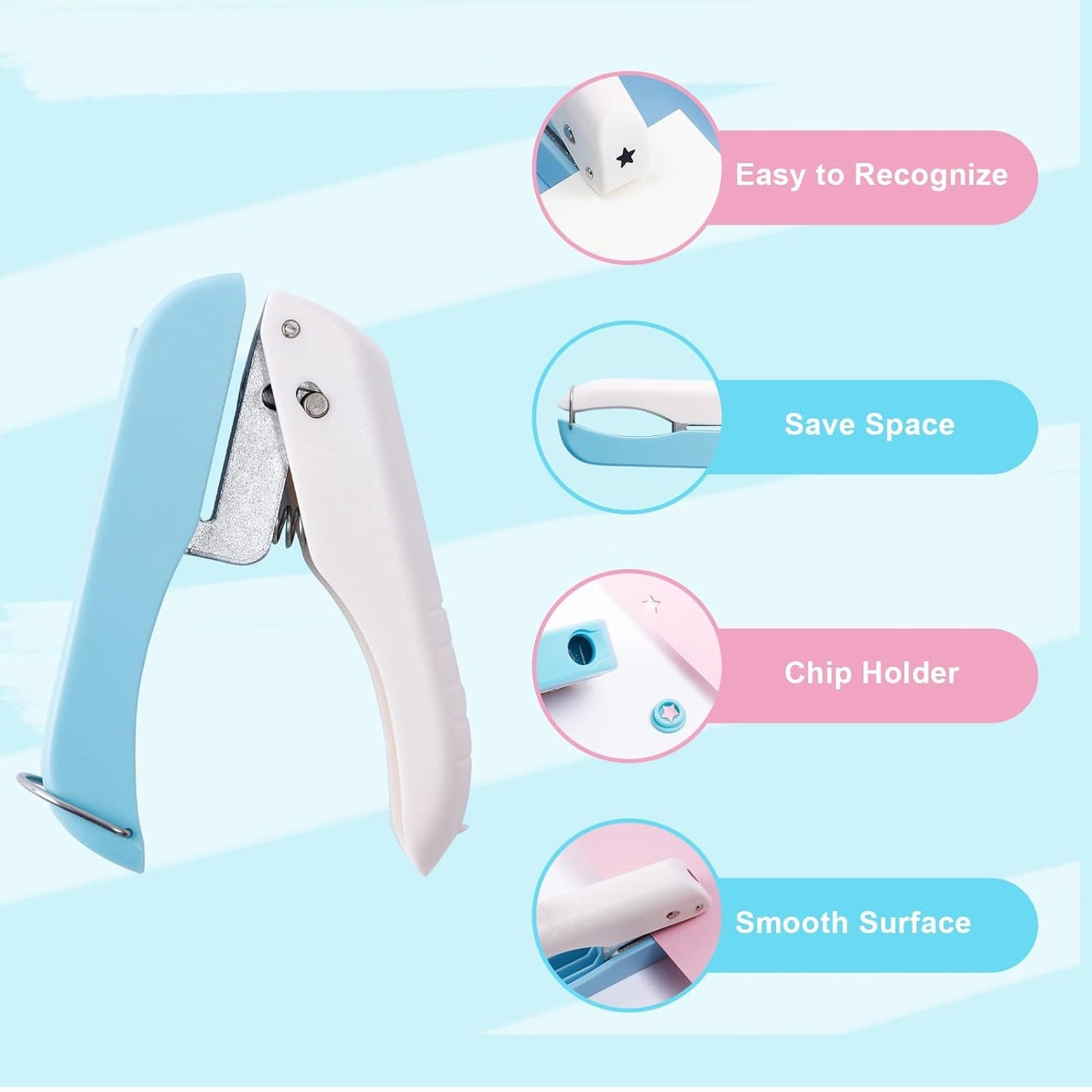 UCEC Star Hole Punch 1/4 Inch Single Puncher, Paper Punches for Crafting, Mini Hole Puncher for DIY Scrapbook Tool, Crafts, Foldable Save Storage Space Small Star Shaped Hole Punch (2 Pack)