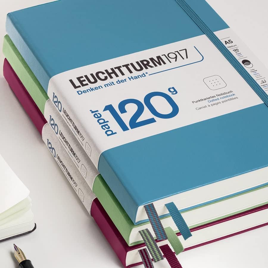 LEUCHTTURM1917-120G Special Edition - Medium A5 Plain Hardcover Notebook (Sage) - 203 Numbered Pages with 120gsm Paper