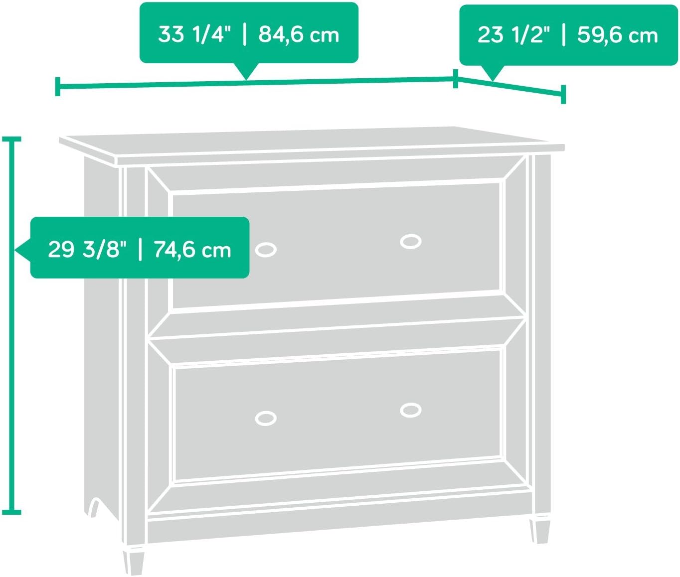 Sauder Edge Water 2 Drawer Lateral Filing Cabinet, Office File Cabinet, in Chalked Chestnut