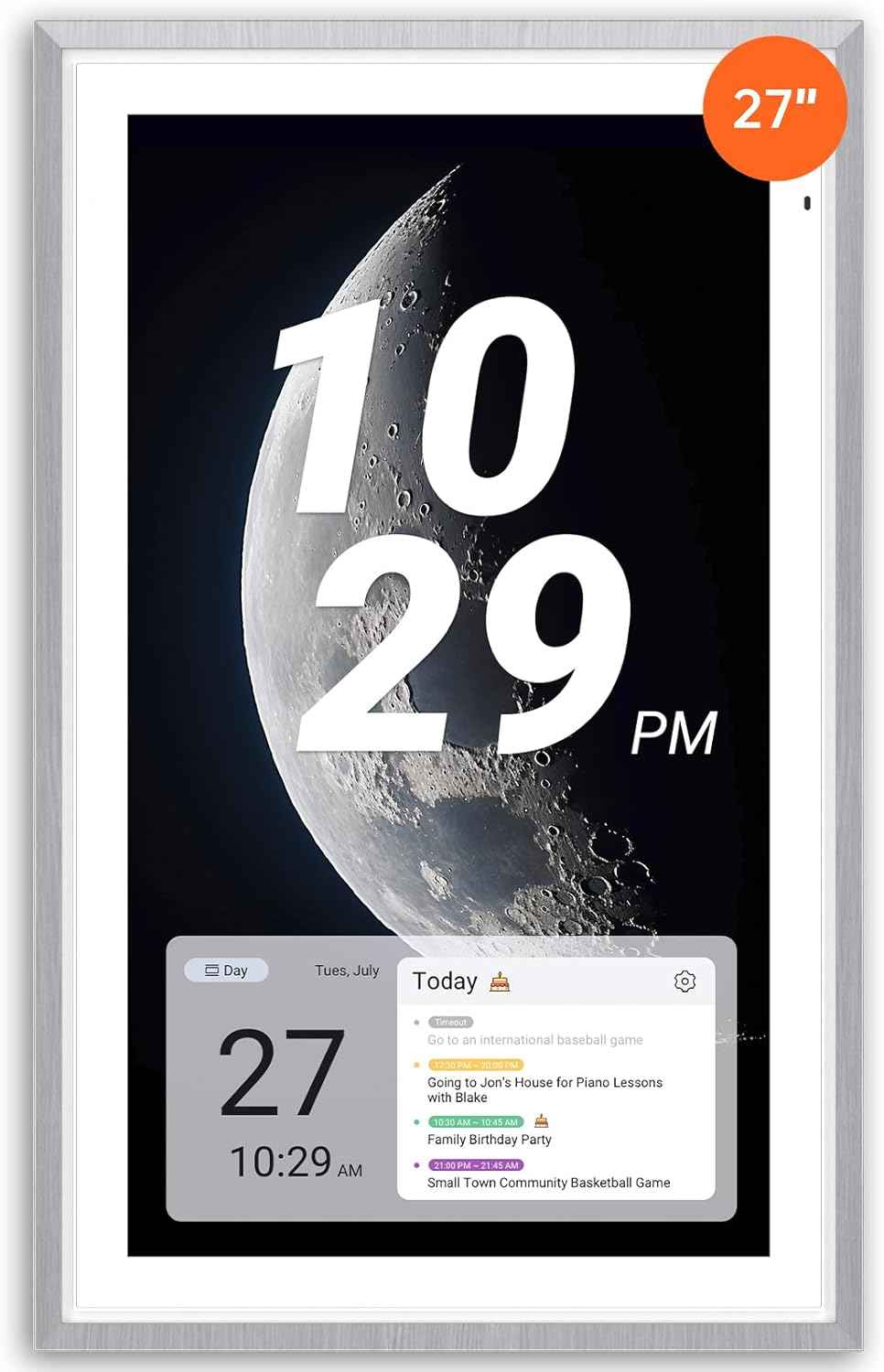 Apolosign 27-inch Digital Calendar : Dual Mode Smart Wall Planner, No Subscription, Install Apps, Sync Calendars, Electronic Touchscreen Interactive Display for Family Schedules, Chore Chart - with Stand (Gray)