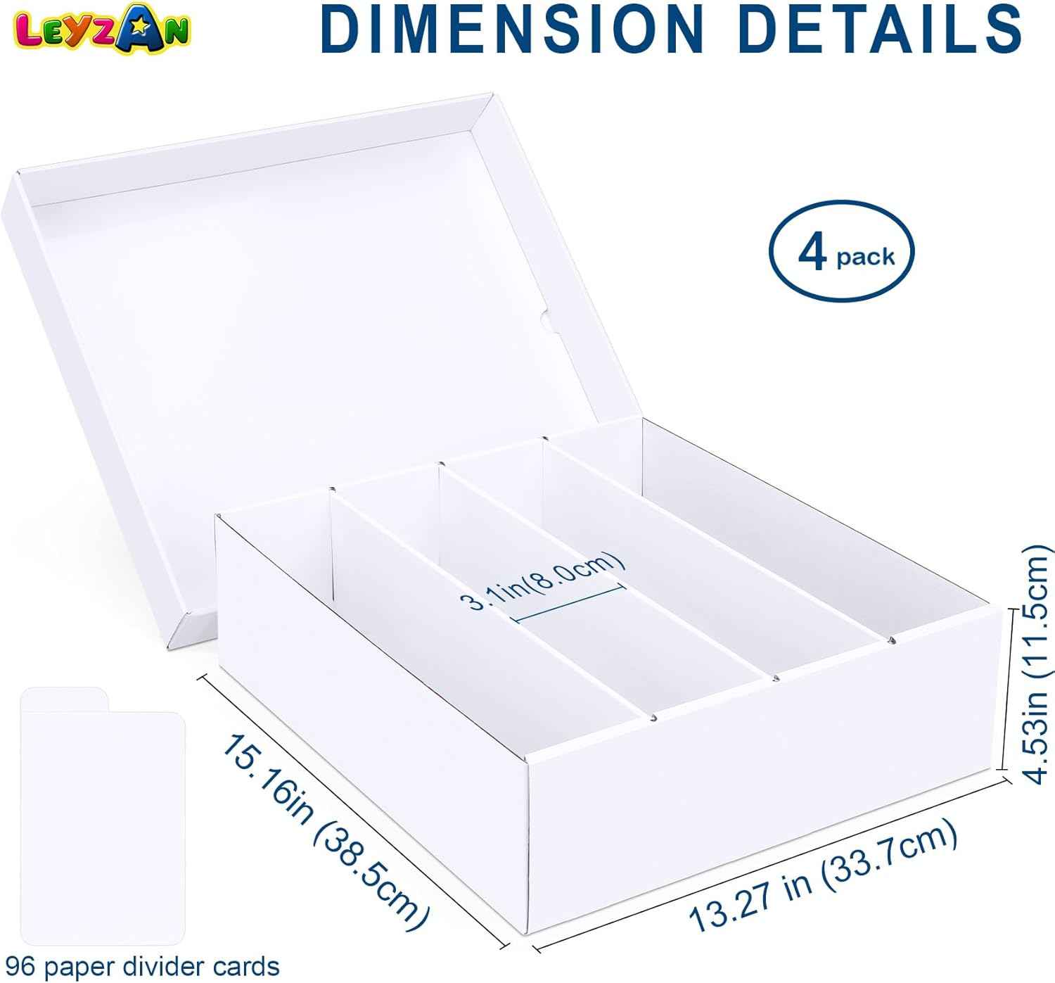 Trading Card Storage Box, 4 Pack 3200 Count Cardboard Storage Box with Divider for Sports, Tcg, Mtg Cards