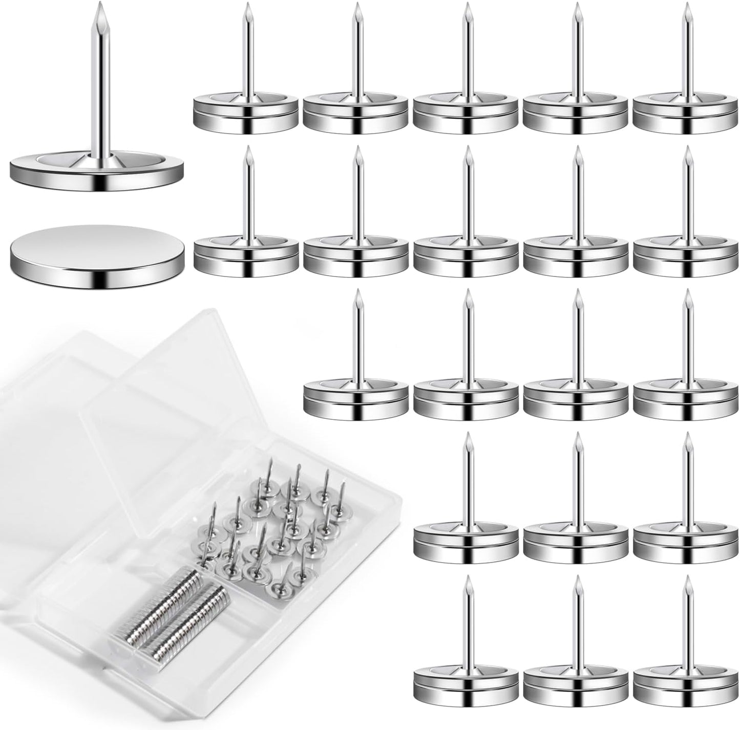 rhinocats Magnetic Push Pins, 50 Sets Magnet Thumbtack for Wall Bulletin Board Strong Decorative Pushpins Clip for Map Picture Hanging Kit Poster Holder