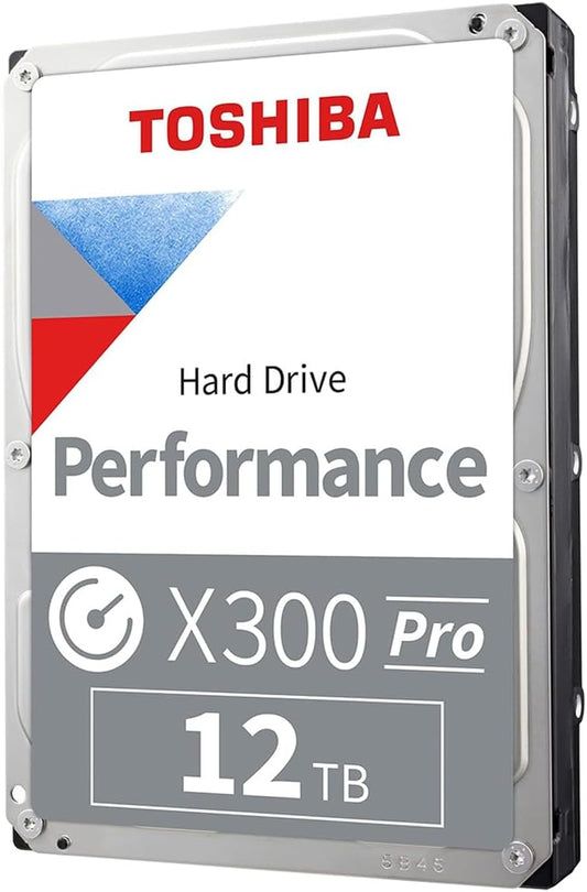 Toshiba X300 PRO 12TB High Workload Performance for Creative Professionals 3.5-Inch Internal Hard Drive – Up to 300 TB/Year Workload Rate CMR SATA 6 GB/s 7200 RPM 512 MB Cache - HDWR51CXZSTB