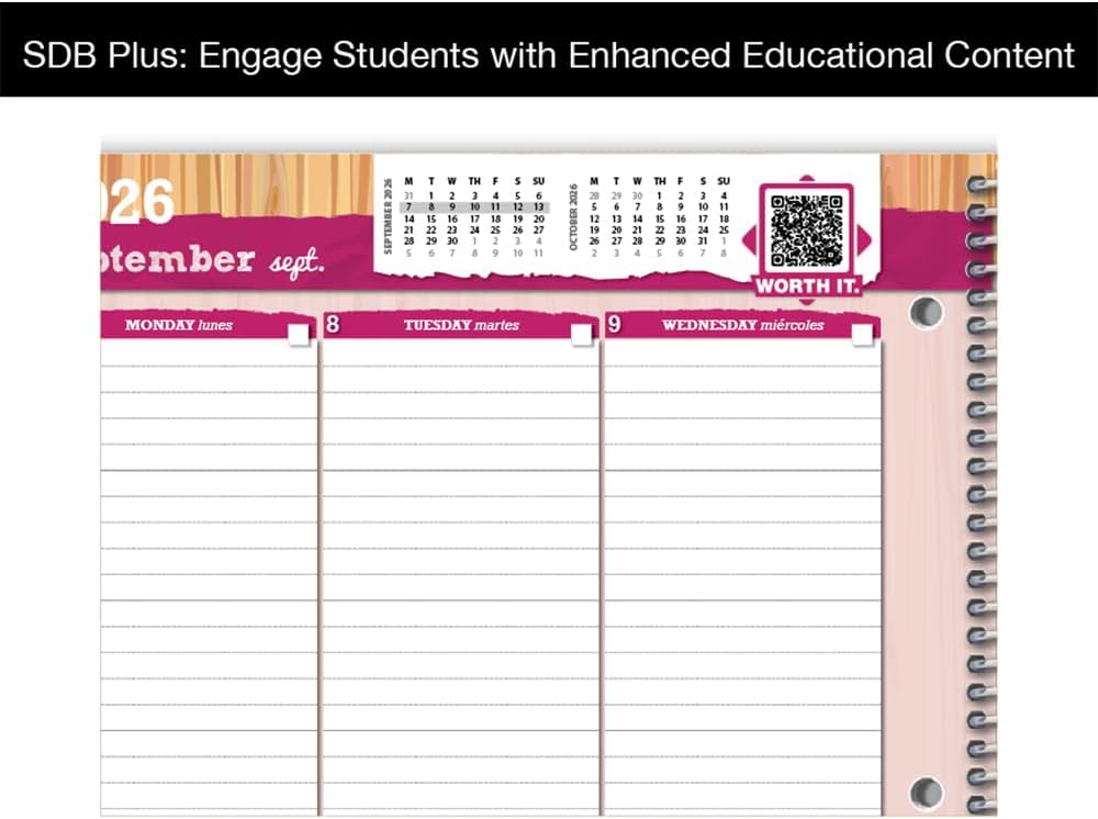 Dated Middle High School Student Planner 2026-2027 Academic School Year, Large (8.5" by 11") Matrix Style Datebook with Sagamore Cover