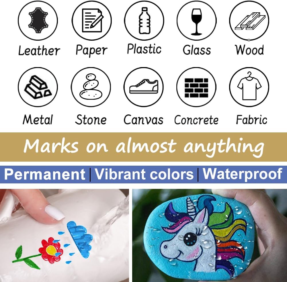 Overseas 48 Red Paint Pens, Oil Based Permanent Markers Set - Quick Drying, Waterproof, Fade-Resistant, Medium Tip Paint Markers Bulk for Wood, Metal, Rock, Ceramic, Plastic, Canvas, Glass, Rubber
