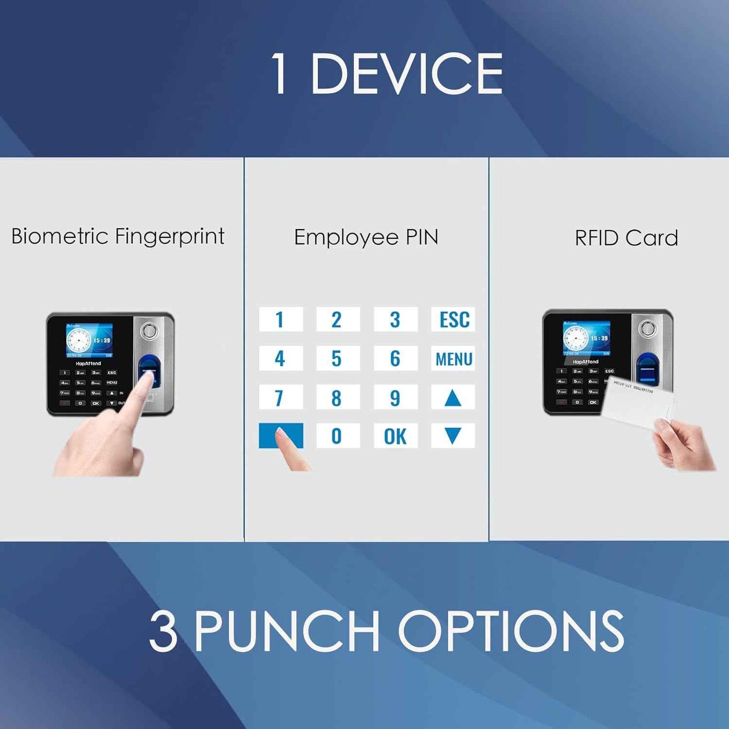 Time Clock - Fingerprint Time Clocks for Employees Small Business Automatic Calculate Hours, No WiFi H1 Standalone Biometric Clock in Machine for Employees with 5 RFID Cards (0 Monthly Fees)