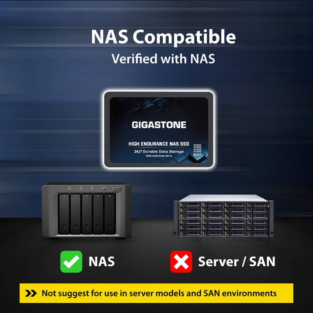 Gigastone 4TB NAS SSD Drive (2-Pack) 24/7 Durable High Endurance RAID Data Storage Network Attached Storage 2.5" SATA Internal Solid State Hard Drives