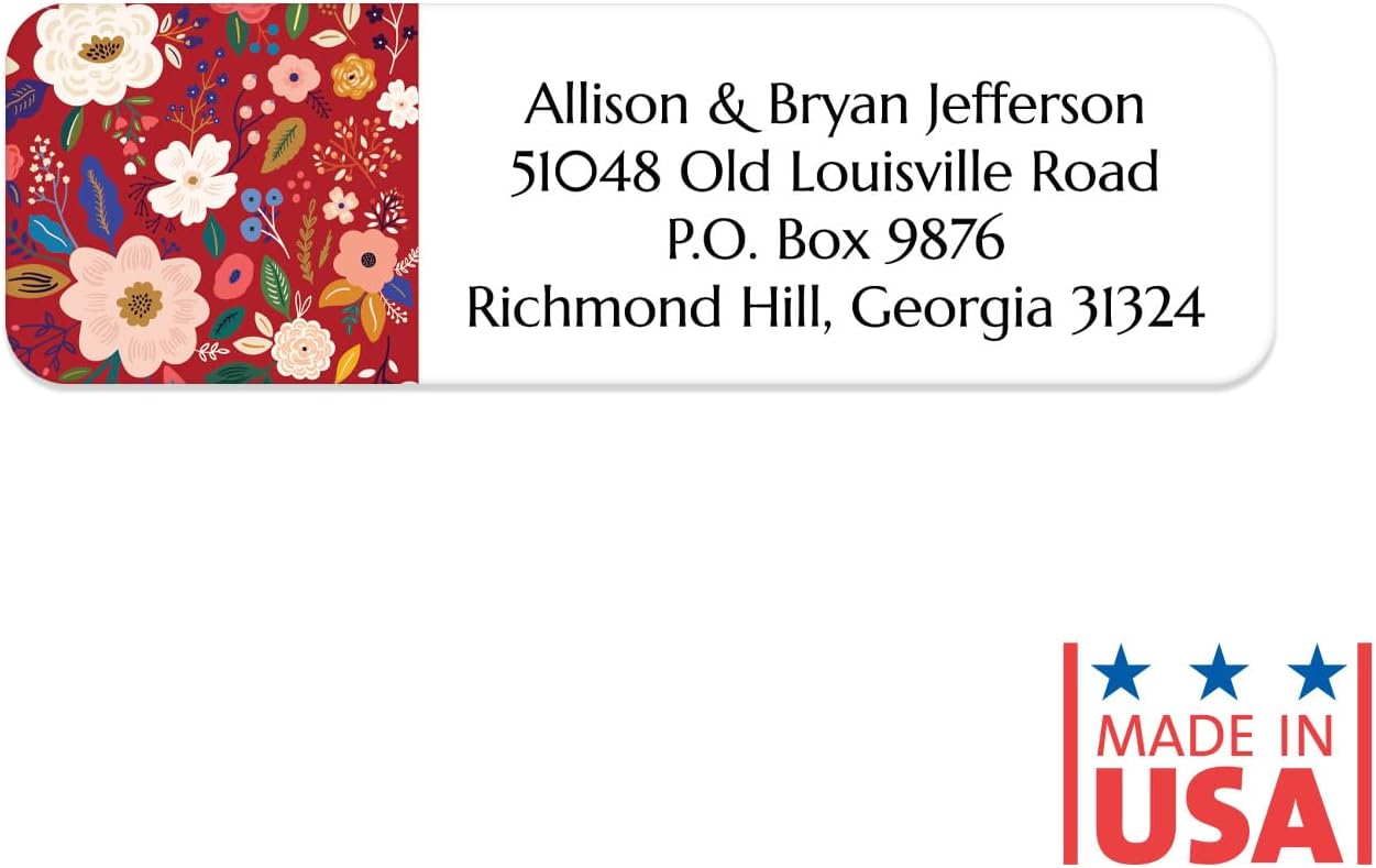 Multi-Floral Print Rolled Address Labels / 500 Personalized Return Address Labels/Designer Address Stickers in Elegant Plastic Dispenser - Lumora Desk
