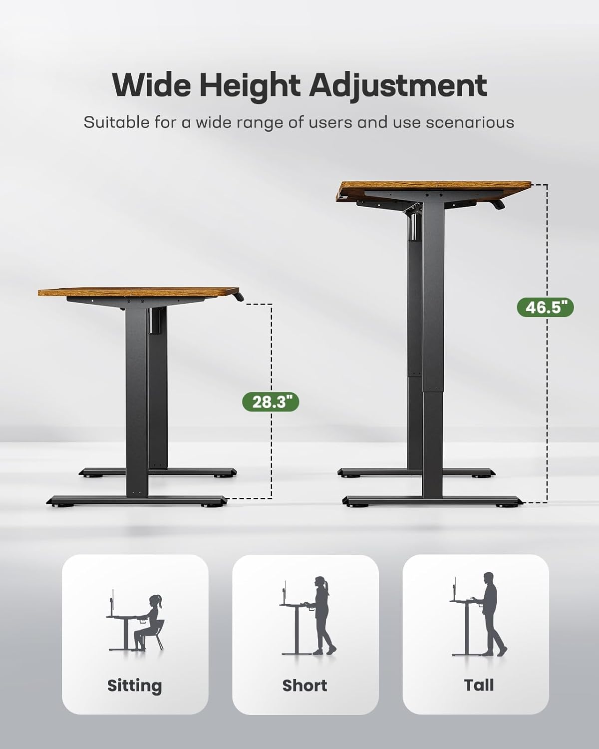 Marsail Standing Desk Adjustable Height Stand up Home Office Desk,‎ 48x24 Inch Electric Standing Computer Desk, with 4 Memory Presets, Headphone Hook,Cable Organizer, Rustic Brown