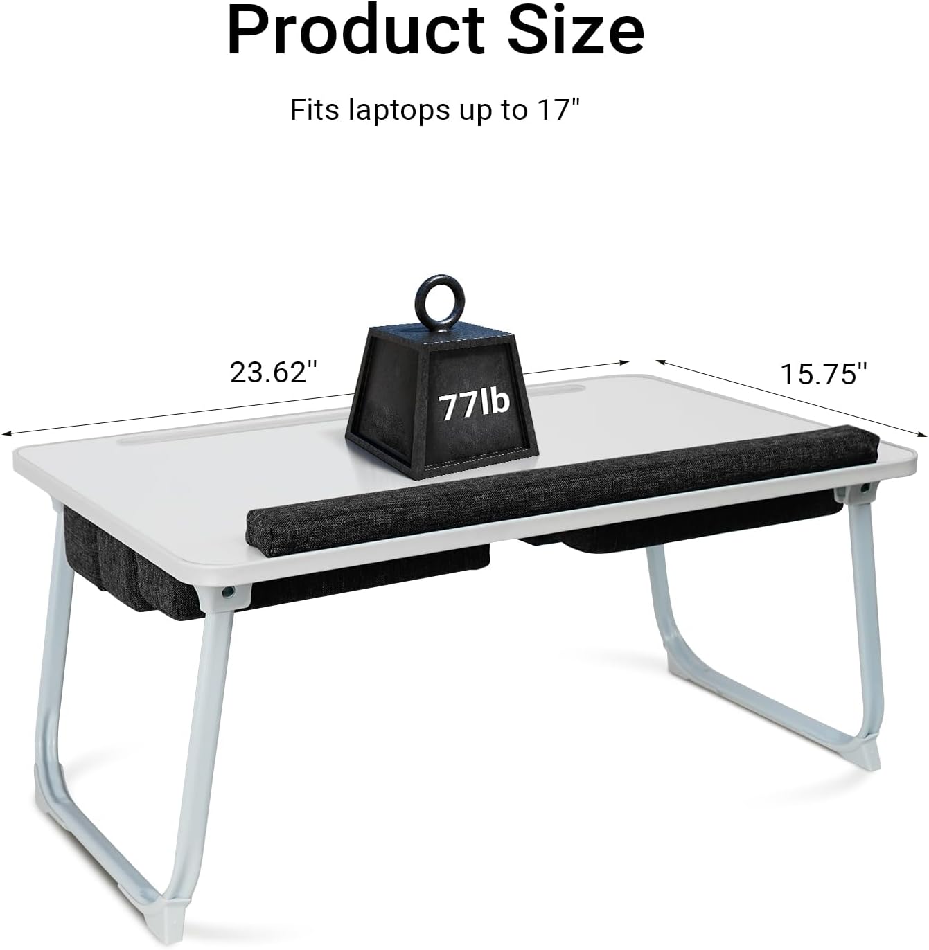 Lap Desk for Laptop with Cushion,Folding Laptop Desk for Bed with USB,Bed Desk,Portable Computer Lap Desk,23.62"*15.74",White