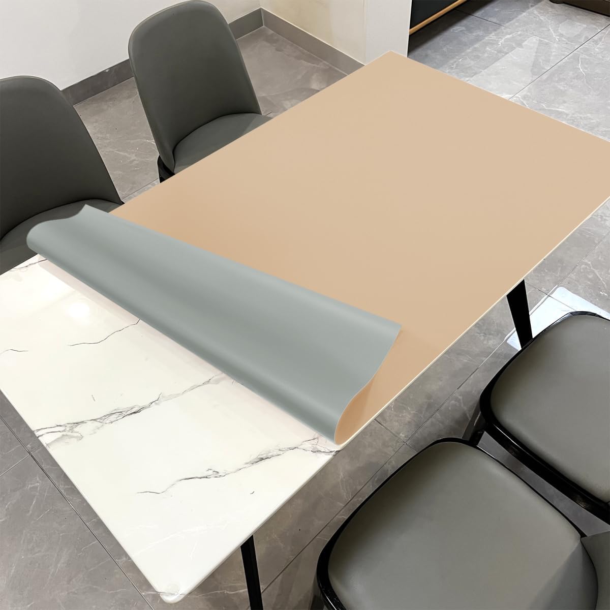 Table Pad for Dining Room Table - Can Be Used On Both Sides Waterproof and Easy to Clean Good Flatness Used for Dining Table(Light Brown+Gray 44x72)