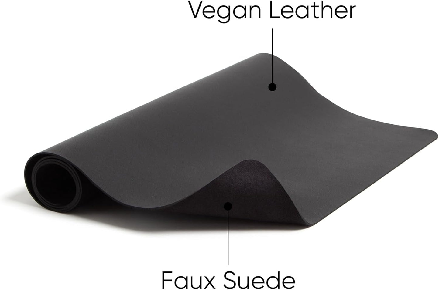 Smead Desk Pad, Vegan Leather Desk Mat with Non-Slip Faux Suede Backing, Perfect Desk Organizer for Office Decor, 31.5” x 15.7” Medium, Charcoal (64833)