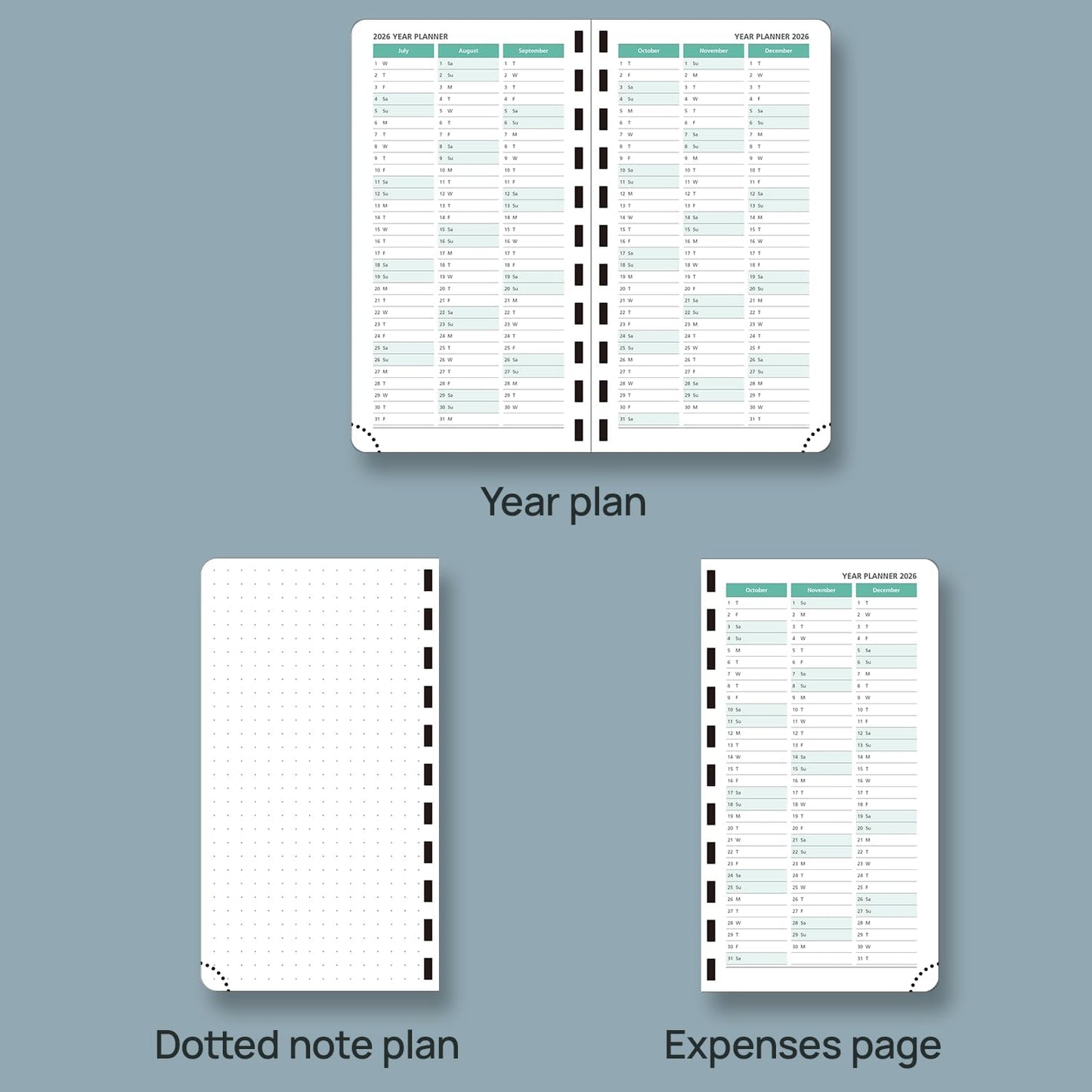 POPRUN 2026 Pocket Planner (Slim Size 3.5" x 6.5") Weekly and Monthly Calendar for Purse, with Hourly Time Slots, 100GSM Thick Paper, Spiral Soft Cover, Pen Holder - Pink