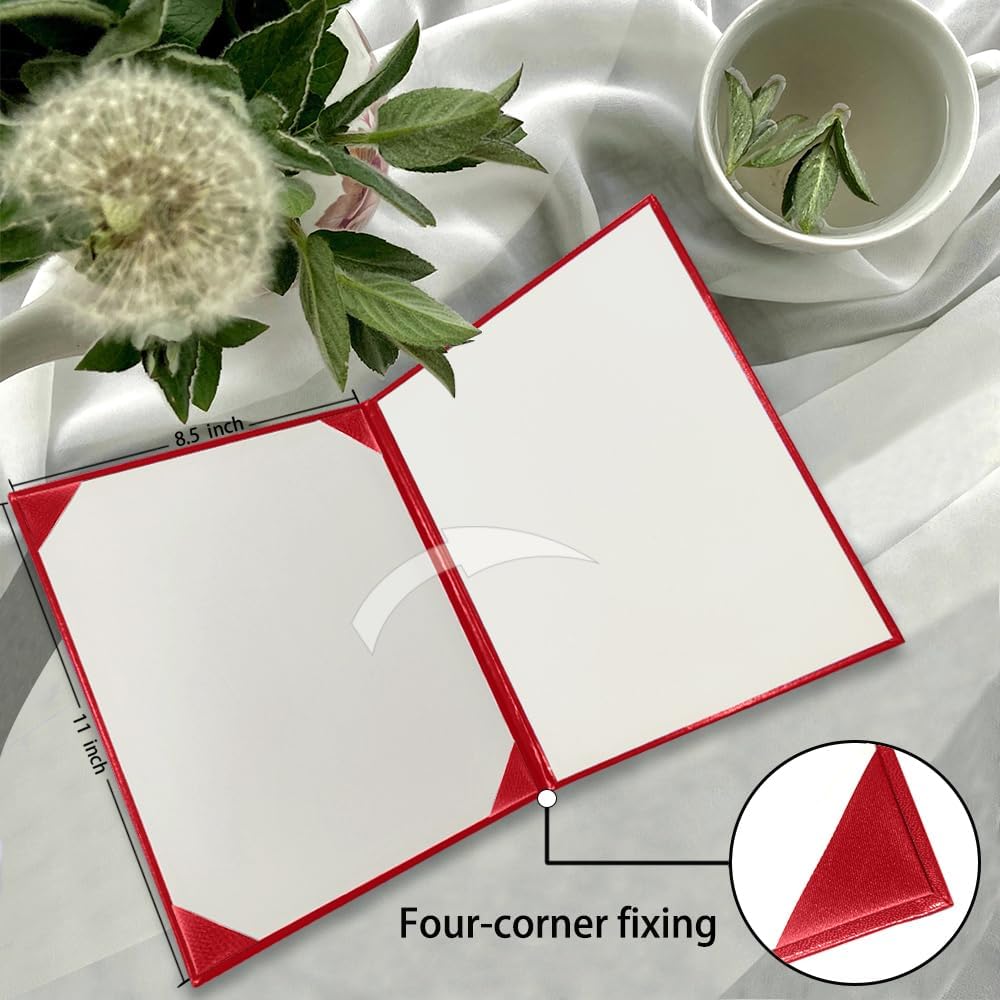 Diploma Cover 8.5x11 Inch, Graduation Certificate Holder - Elegant Faux Leather Folder for Graduation, Wedding Officiant,Red-1 Pack