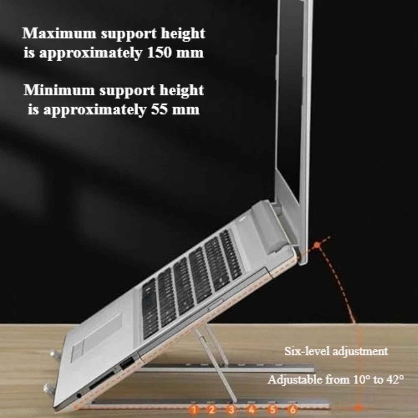 Foldable Laptop Stand, 7-Level Adjustable Aluminum Alloy Tablet Holder, Ultra-Thin Portable Notebook Riser for Desk, Office, Home, Travel (Black,Aluminum Alloy)