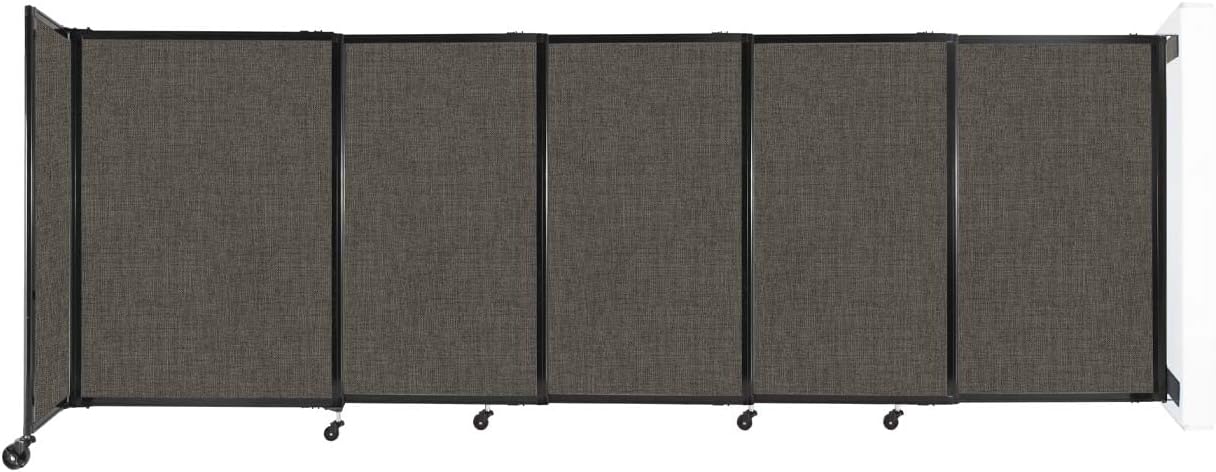 Wall-Mounted Sliding StraightWall Room Divider | Adjustable Widths | Locking Wheels | Room Separator | Up to 11'3" Wide x 4' Tall Mocha Fabric Panels - Lumora Desk