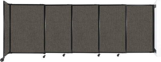 Wall-Mounted Sliding StraightWall Room Divider | Adjustable Widths | Locking Wheels | Room Separator | Up to 11'3" Wide x 4' Tall Mocha Fabric Panels - Lumora Desk