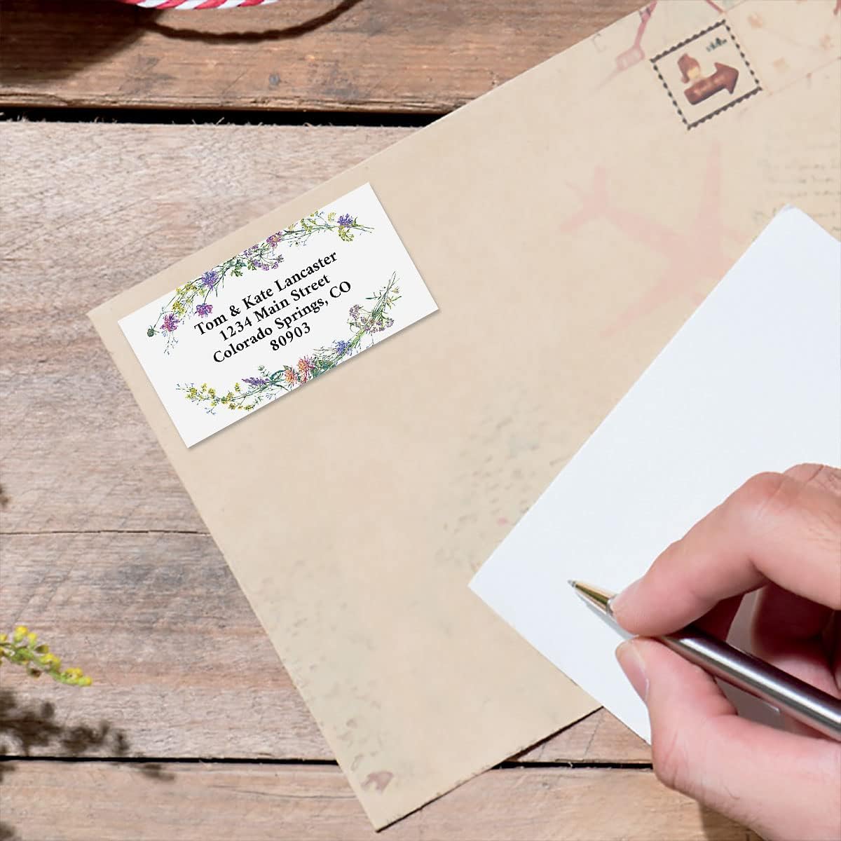 Colorful Images Dainty Sprigs Floral Return Address Mailing Labels, Personalize with Name & Address, Set of 144 Self Adhesive, Easy Peel Flat Label Sheets, Large, 1 Design - Lumora Desk