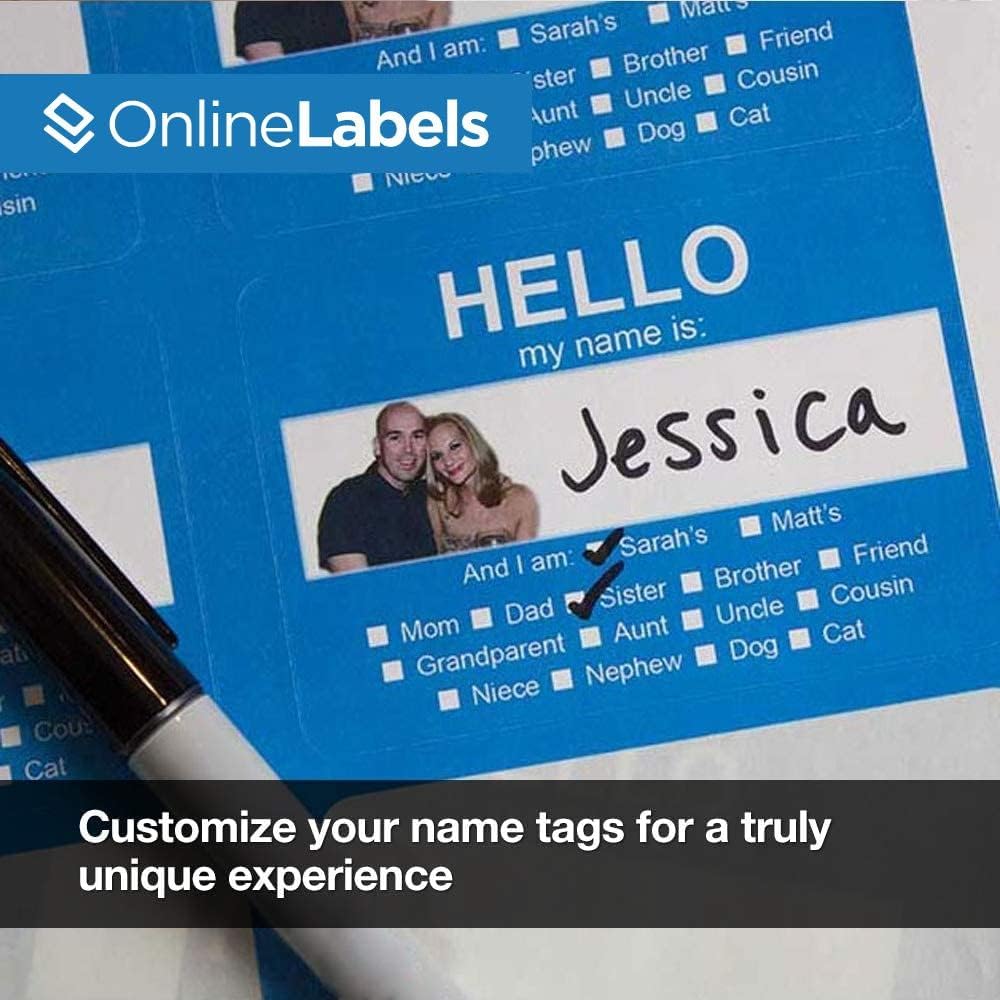 OnlineLabels 2-1/3" x 3-3/8" Printable Name Tags – Permanent Adhesive, White Matte – for Conference, Event, & Visitor Name Badges – for Inkjet & Laser Printers –Pack of 800 Labels, 100 Sheets OL5030WX