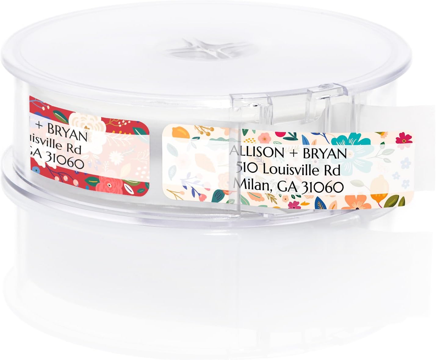 Multicolored Floral Print Rolled Address Labels / 500 Personalized Return Address Labels/Designer Address Stickers in Elegant Plastic Dispenser - Lumora Desk