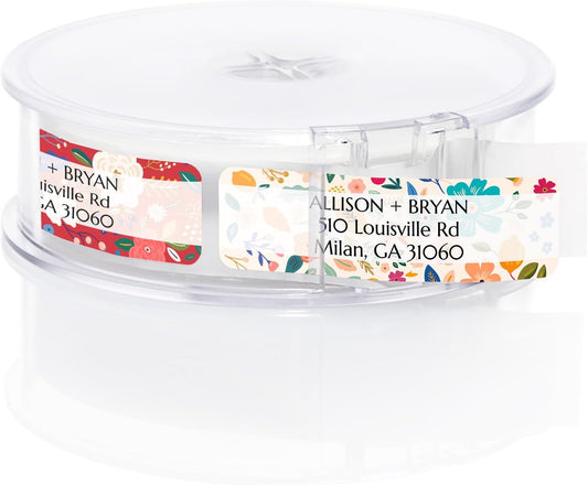 Multicolored Floral Print Rolled Address Labels / 500 Personalized Return Address Labels/Designer Address Stickers in Elegant Plastic Dispenser - Lumora Desk