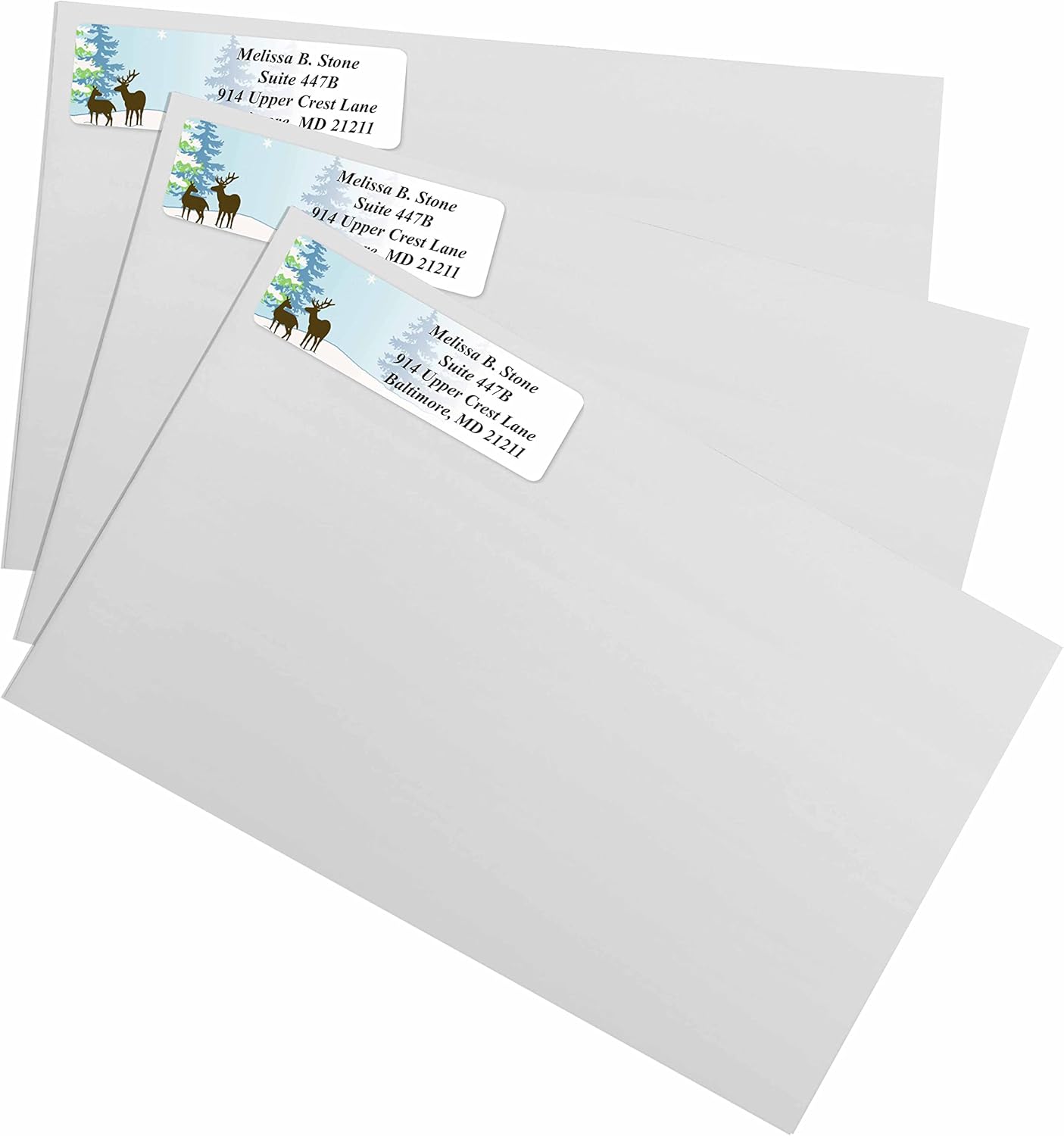 Festive Deer Designer Rolled Address Labels with Elegant Plastic Dispenser - Lumora Desk
