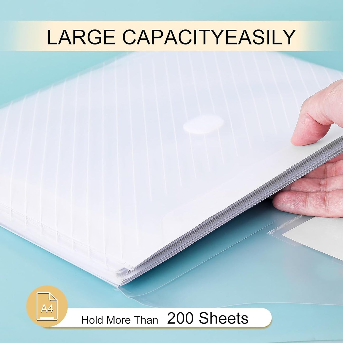 100 Pack, Clear Plastic Envelopes File Folders, HeavyDuty Document Holder with Label Pockets for Letter and A4 Size, Document Folder for School Home Work Office Organizer (100)