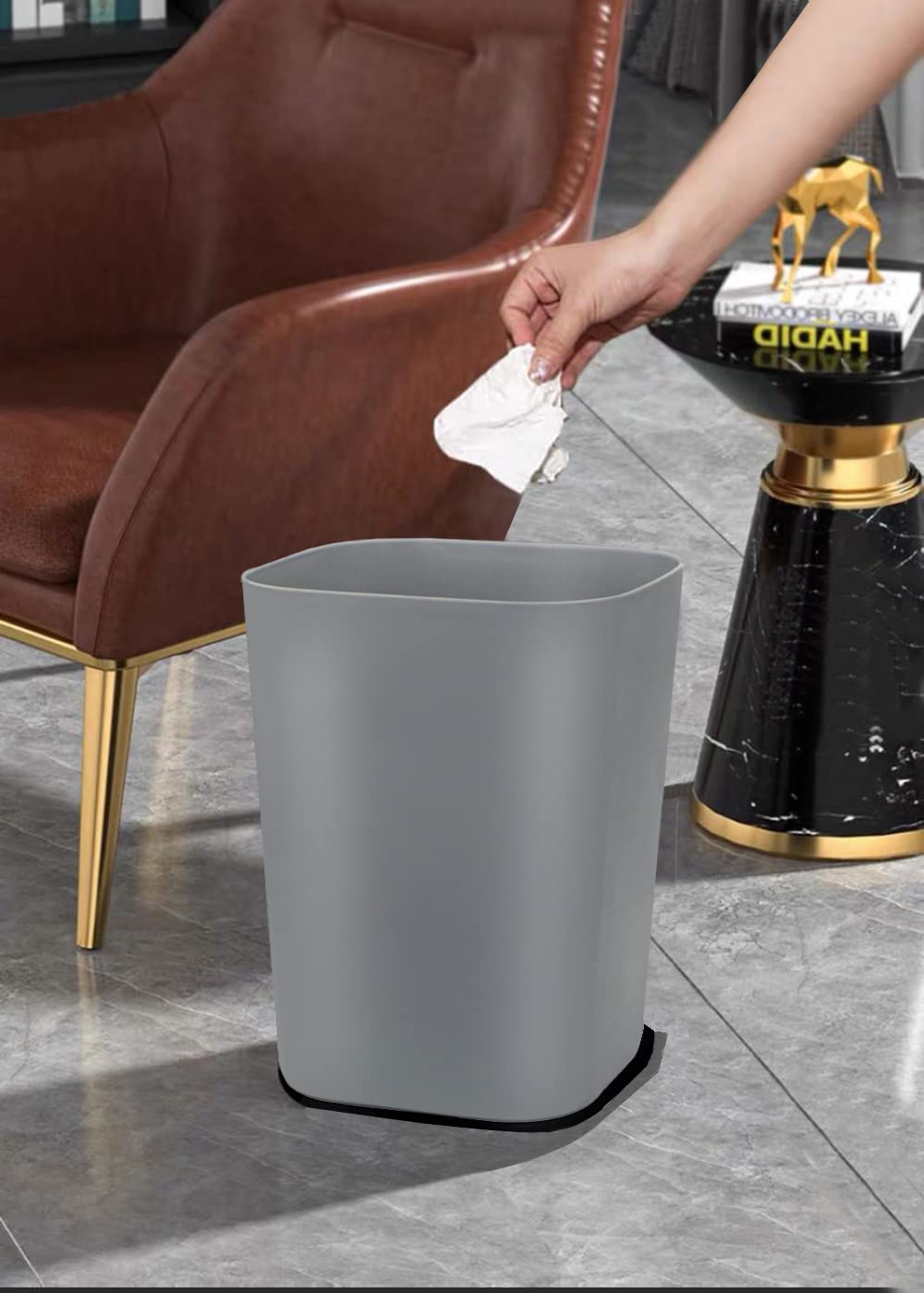 Besli 2 Gallon Small Trash Can Garbage Can Wastebasket for Bathroom Bedroom Kitchen Office,Pack of 3 (Gray)