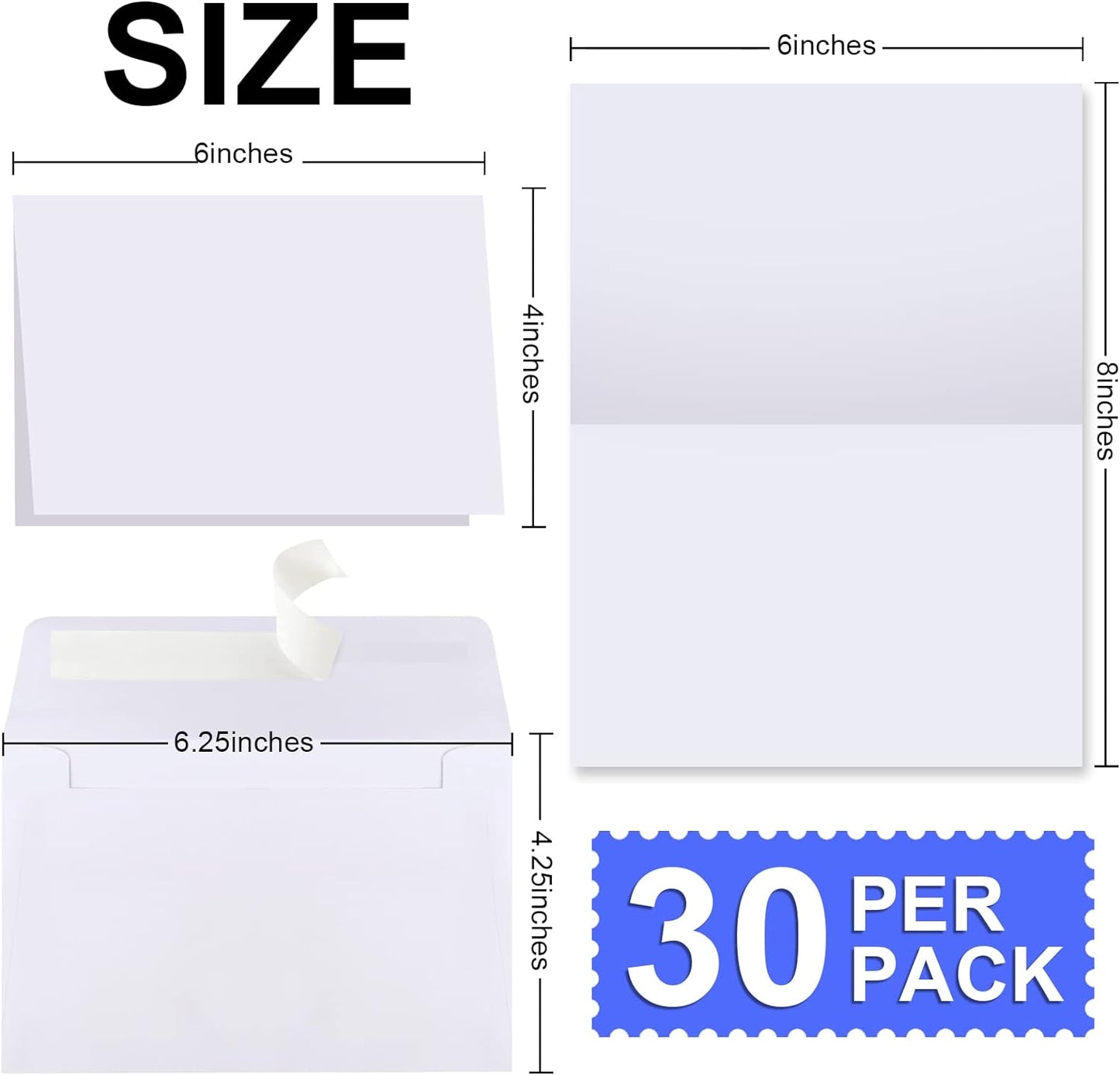Joyberg Blank Cards and Envelopes 4x6, 30 Pack White Invitation Cardstock with 30 Pack Envelopes, Self-Seal Thank you Blank Greeting Cards and Envelopes, for All Occasions DIY, Print custom - Lumora Desk