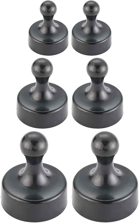 6PCS Powerful Neodymium Magnets, Pawn-Shaped - Strong Fridge/Refrigerator and Whiteboard Magnet, Ideal for Office, Kitchen, Crafts - Rare Earth, Heavy Duty (Black)