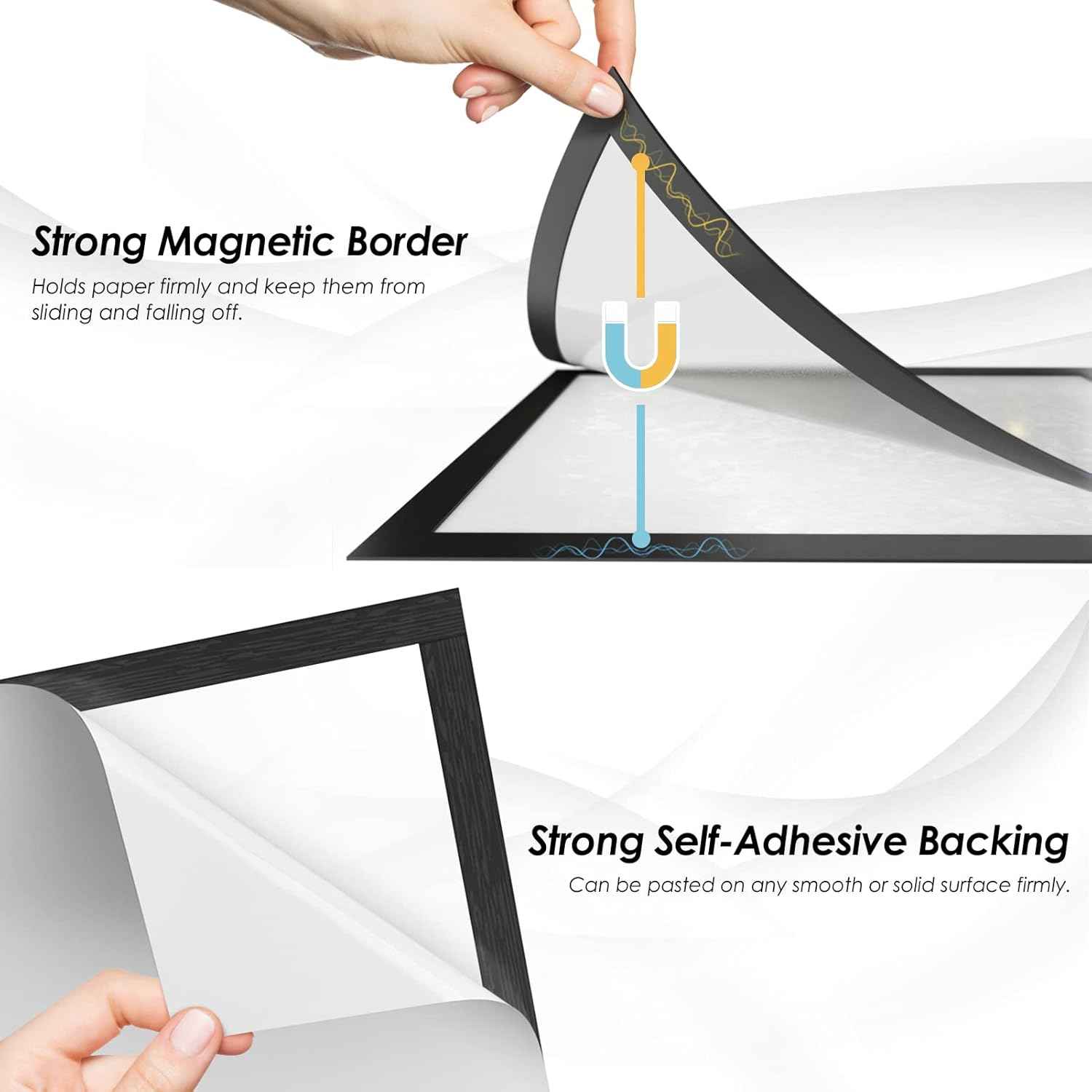 MaxGear Sign Holder 8.5 x 11 Wall Mount, Magnetic Clear Plastic Sign Holders, Self Adhesive Display Picture Frames, Display in Portrait or Landscape Format for Home, Office, Store, 6 Pack